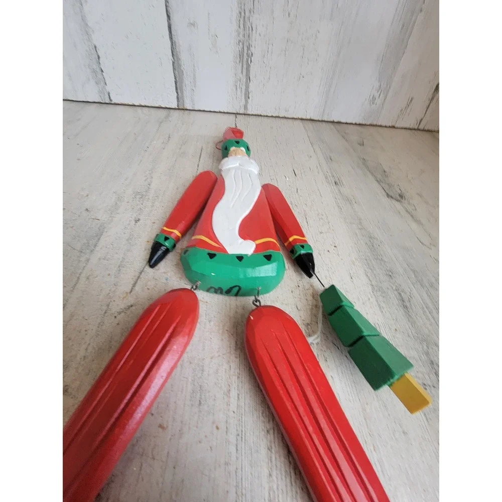 Vintage large wooden Santa Claus tree rustic folk art unique ornament home